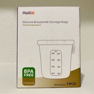 Nuliie 7 Pcs Silicone Breastmilk Storage Bags Reusable, 8oz/240ml